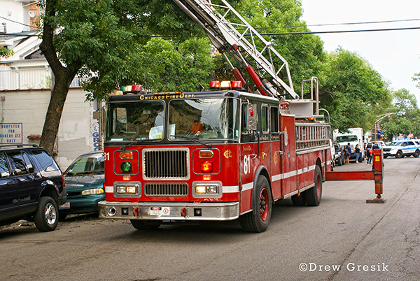 Chicago Fire Department fire truck at fire scene
