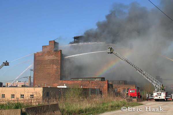 Chicago firefighters battle warehouse fire