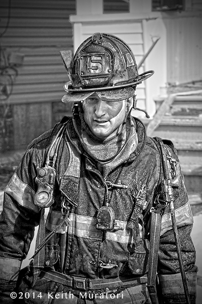 dramatic photo of a fireman