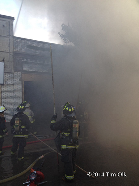 firefighters at warehouse fire in Chicago