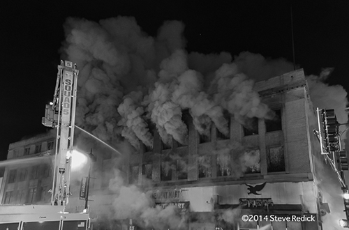 heavy smoke at night fire scene ion Chicago