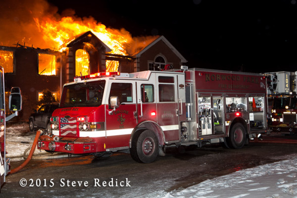 Pierce fire engine at house fire