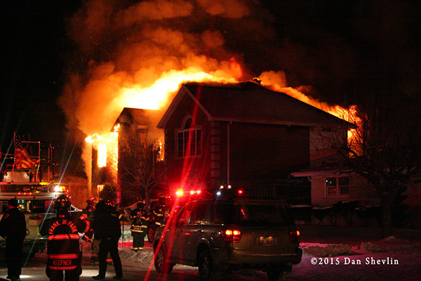 big house fire at night