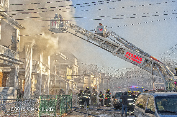 winter fire scene on Passaic NJ