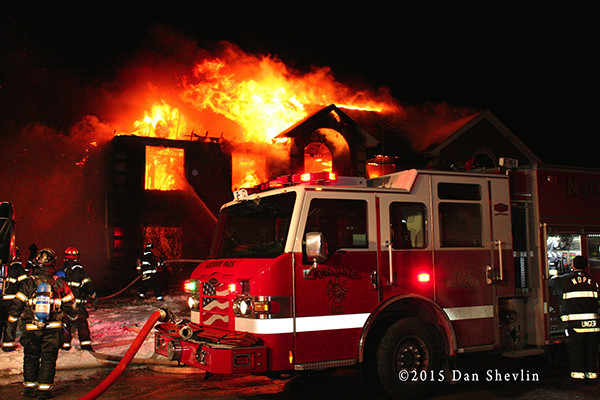 Pierce fire engine at house fire