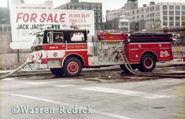 Ward LaFrance fire engine at Chicago fire scene
