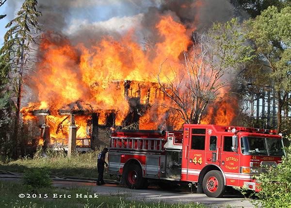 Detroit fire engine at fire scene