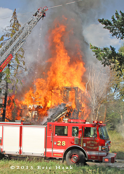 Detroit fire engine at fire scene