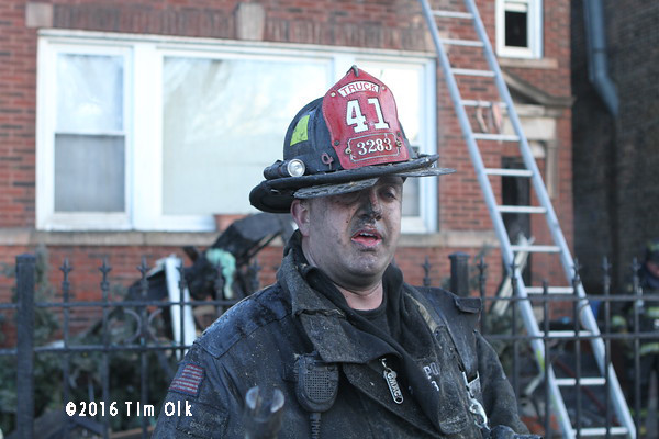 Chicago firefighter after a fire