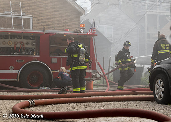 Chicago firefighters at fire scene