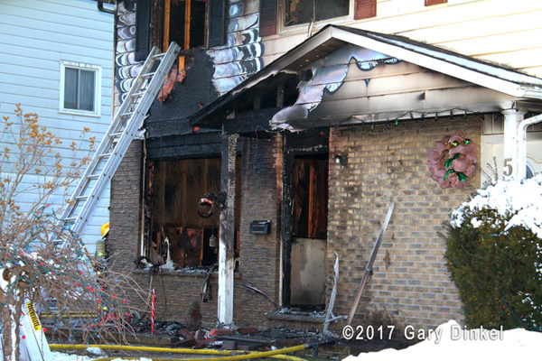aftermath of townhouse fire in Canada