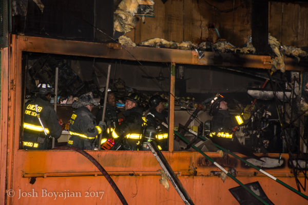firefighters overhaul after fire
