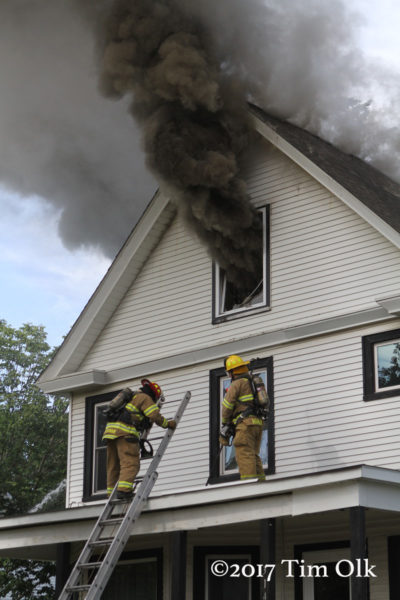 heavy smoke from attic during a house fire