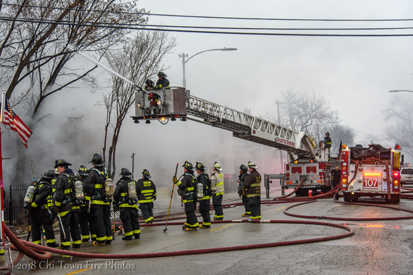Chicago Firefighters battle a fire