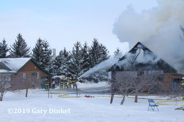Firefighters battle winter house fire
