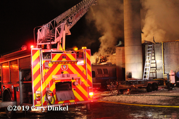 industrial fire scene in Cambridge ON