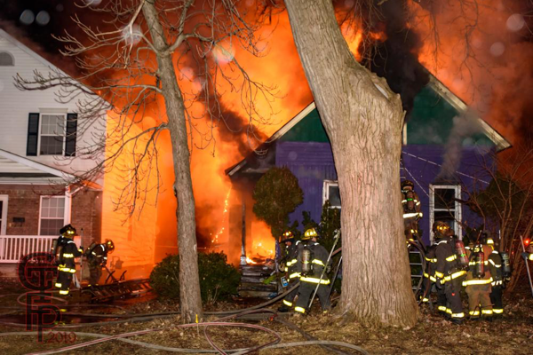 Detroit Firefighters battle dwelling fire at night