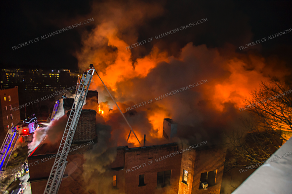 Firefighters battle a massive apartment building fire in Yonkers NY 3-12-19