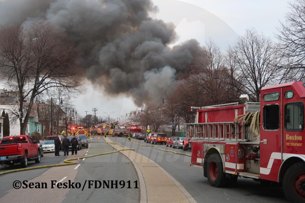 9+ Alarm Fire Destroys Boston Casket Company