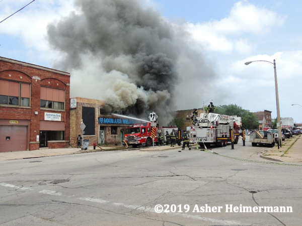 heavy smoke from commercial building fire