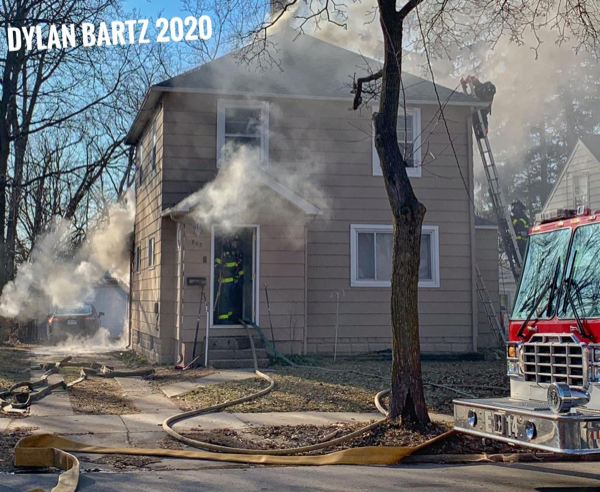 Grand Rapids FD Firefighters battle a house fire