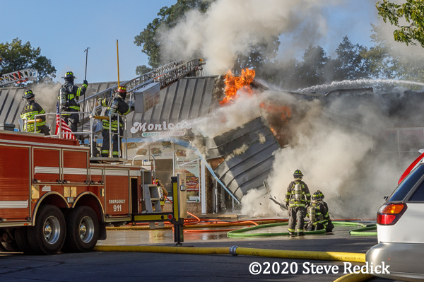 facia collapse during strip mall fire
